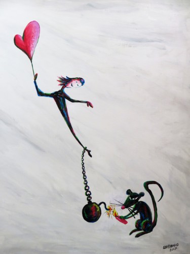 Romantic flying man rat inspired by streetart