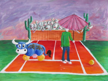 Tennis Game with a Cow