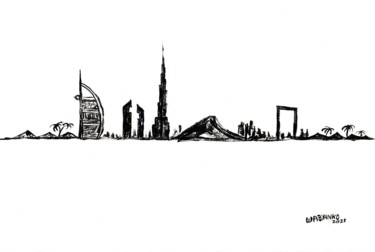 Dubai Skyline Black and White